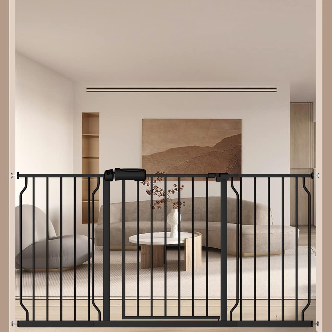 Fairy Baby 29 - 34 Inch Wide Baby Gate for Doorways Stairs Hallway, Walk Through Pressure Mounted Child Gates, Indoor Safety Child Gates for Kids or Pets Black - LittleTreasures