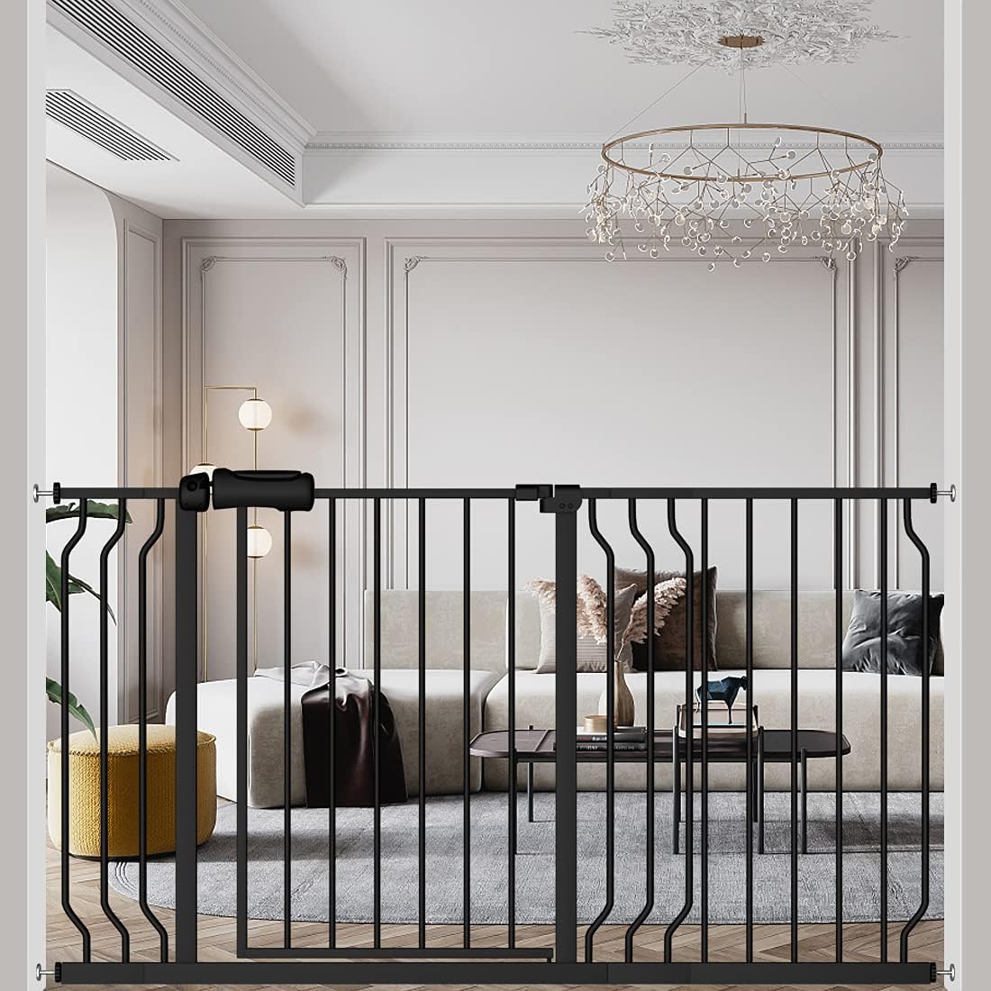 Fairy Baby 29 - 34 Inch Wide Baby Gate for Doorways Stairs Hallway, Walk Through Pressure Mounted Child Gates, Indoor Safety Child Gates for Kids or Pets Black - LittleTreasures