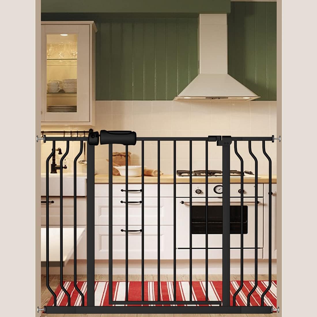 Fairy Baby 29 - 34 Inch Wide Baby Gate for Doorways Stairs Hallway, Walk Through Pressure Mounted Child Gates, Indoor Safety Child Gates for Kids or Pets Black - LittleTreasures