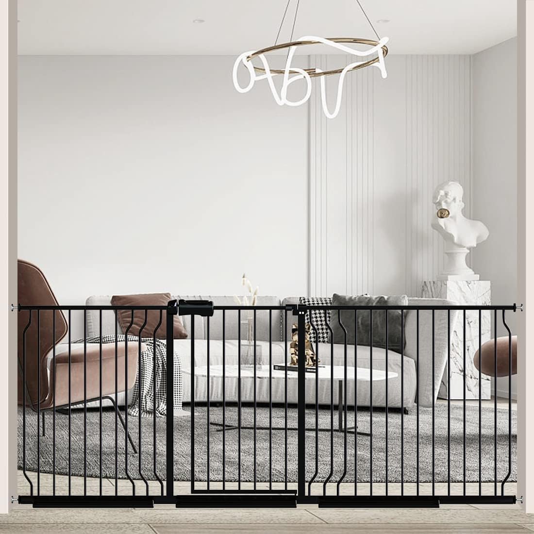 Fairy Baby 29 - 34 Inch Wide Baby Gate for Doorways Stairs Hallway, Walk Through Pressure Mounted Child Gates, Indoor Safety Child Gates for Kids or Pets Black - LittleTreasures