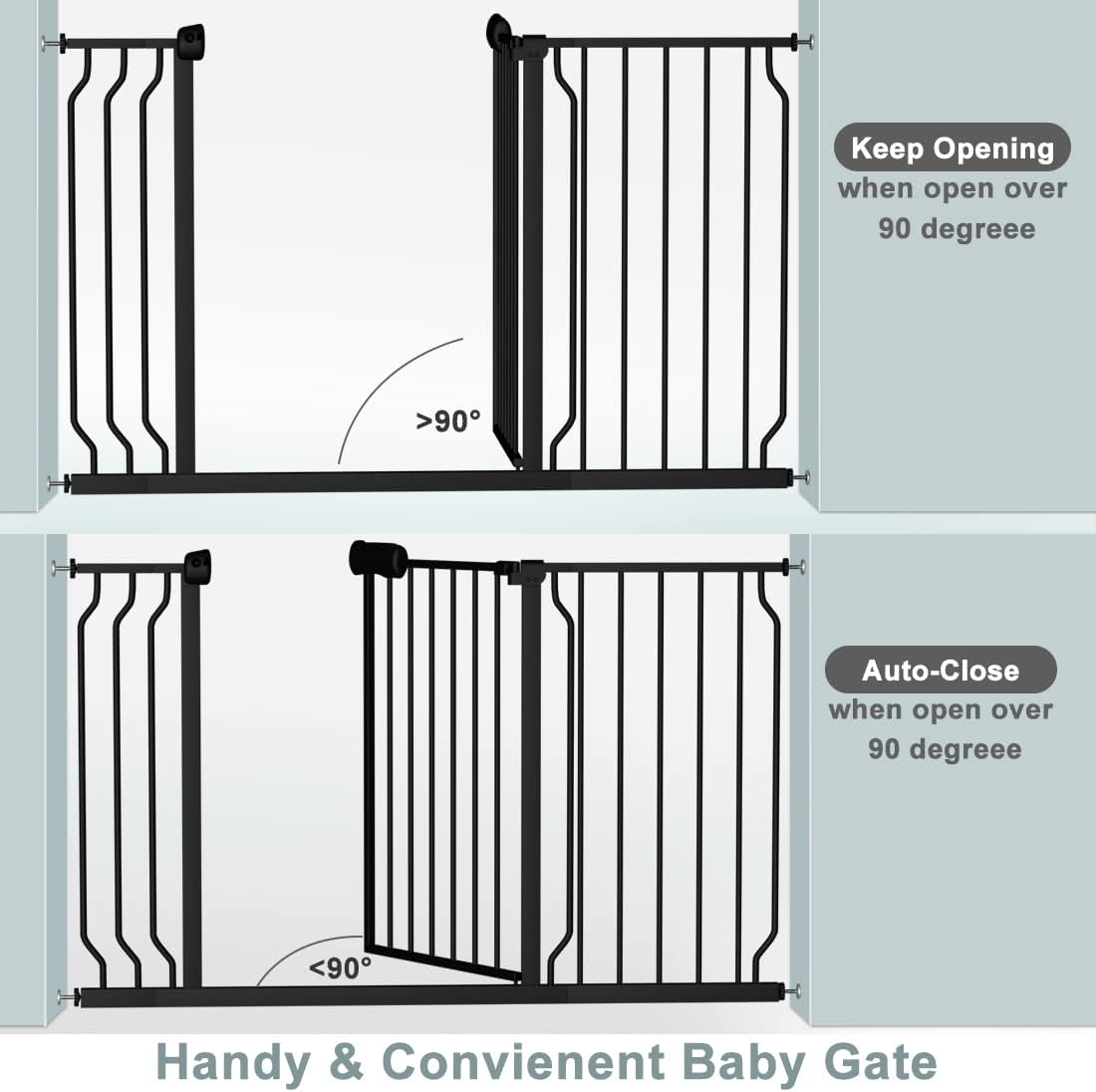Fairy Baby 29 - 34 Inch Wide Baby Gate for Doorways Stairs Hallway, Walk Through Pressure Mounted Child Gates, Indoor Safety Child Gates for Kids or Pets Black - LittleTreasures