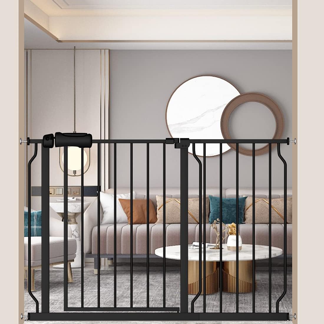 Fairy Baby 29 - 34 Inch Wide Baby Gate for Doorways Stairs Hallway, Walk Through Pressure Mounted Child Gates, Indoor Safety Child Gates for Kids or Pets Black - LittleTreasures