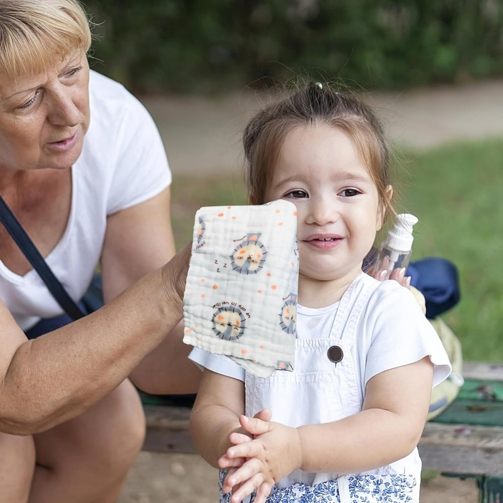 FOOK FISH Muslin Burp Cloths Cotton Burping Cloth 20'' X 10'' Pack of 6 for Baby Spit Up Cloths for Newborn,Absorbent, Soft,Large,6 Layers,Baby Burp Rags,Unisex, for Boys and Girls - LittleTreasures