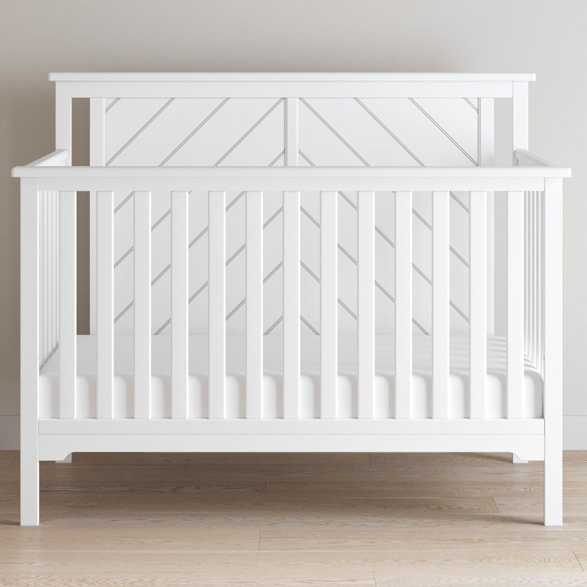 Forever Eclectic Hampton Flat Top Convertible Crib, Matte White - LittleTreasures