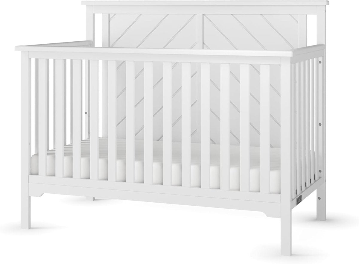 Forever Eclectic Hampton Flat Top Convertible Crib, Matte White - LittleTreasures