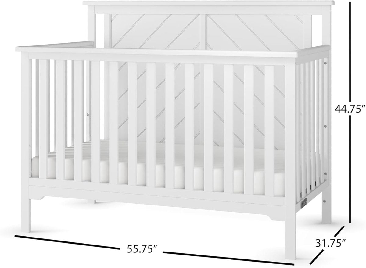 Forever Eclectic Hampton Flat Top Convertible Crib, Matte White - LittleTreasures