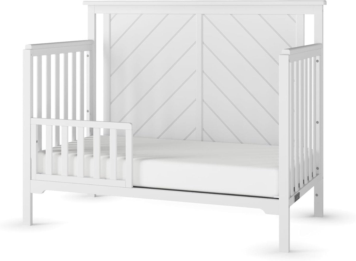 Forever Eclectic Hampton Flat Top Convertible Crib, Matte White - LittleTreasures