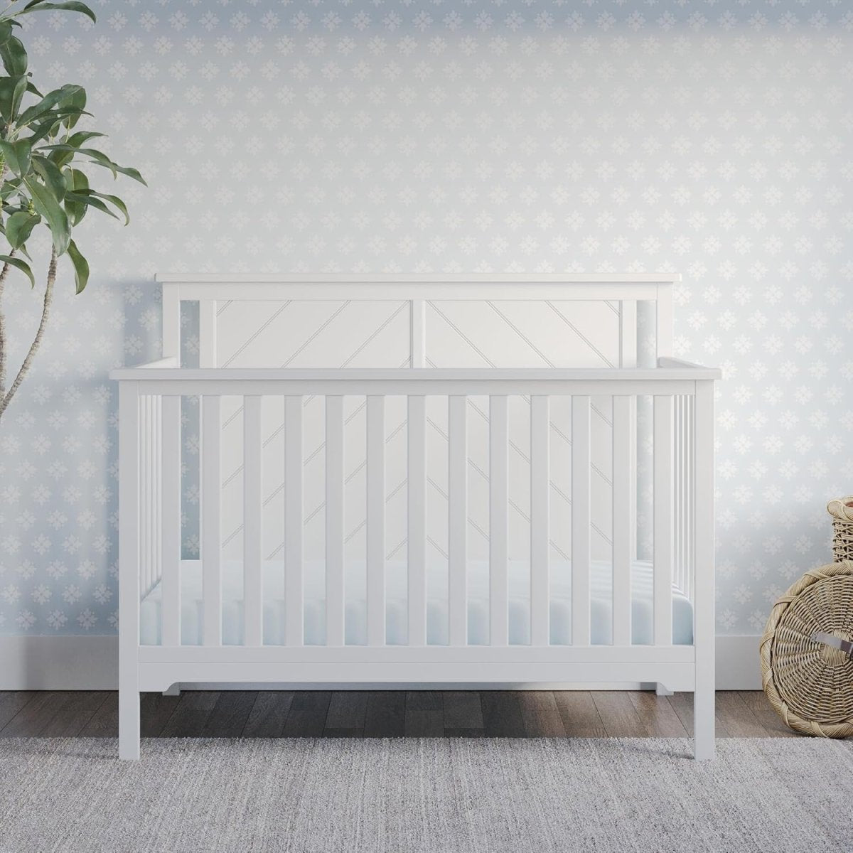 Forever Eclectic Hampton Flat Top Convertible Crib, Matte White - LittleTreasures