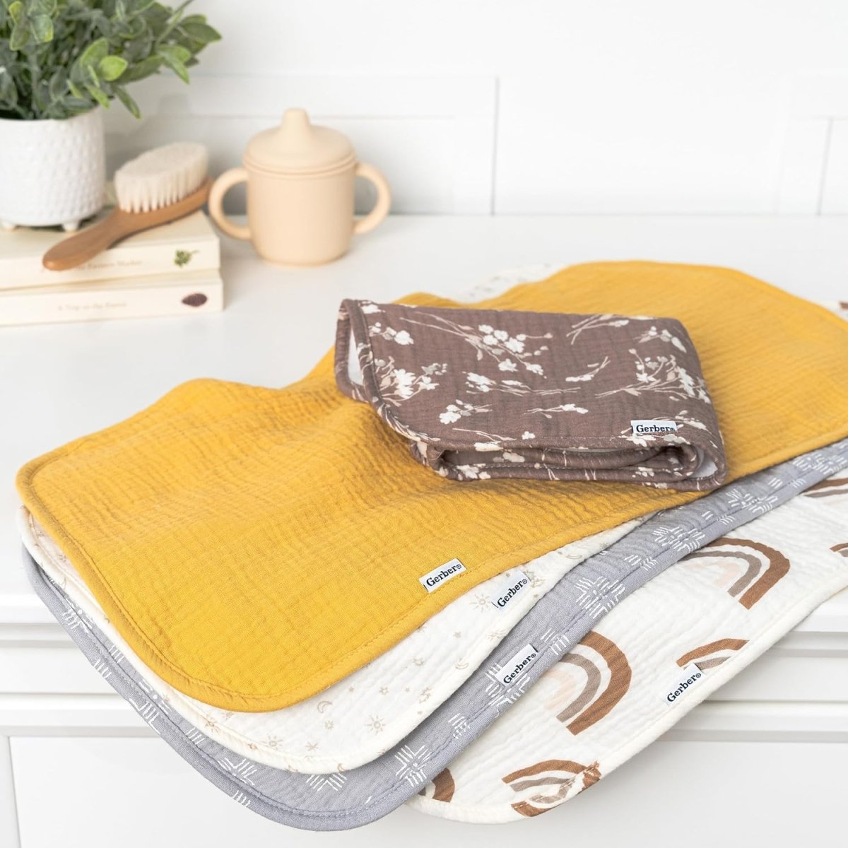 Gerber Baby Unisex Muslin Burp Cloths 5 - Pack, Multi Rainbow, Large Size 20" x 10" - LittleTreasures