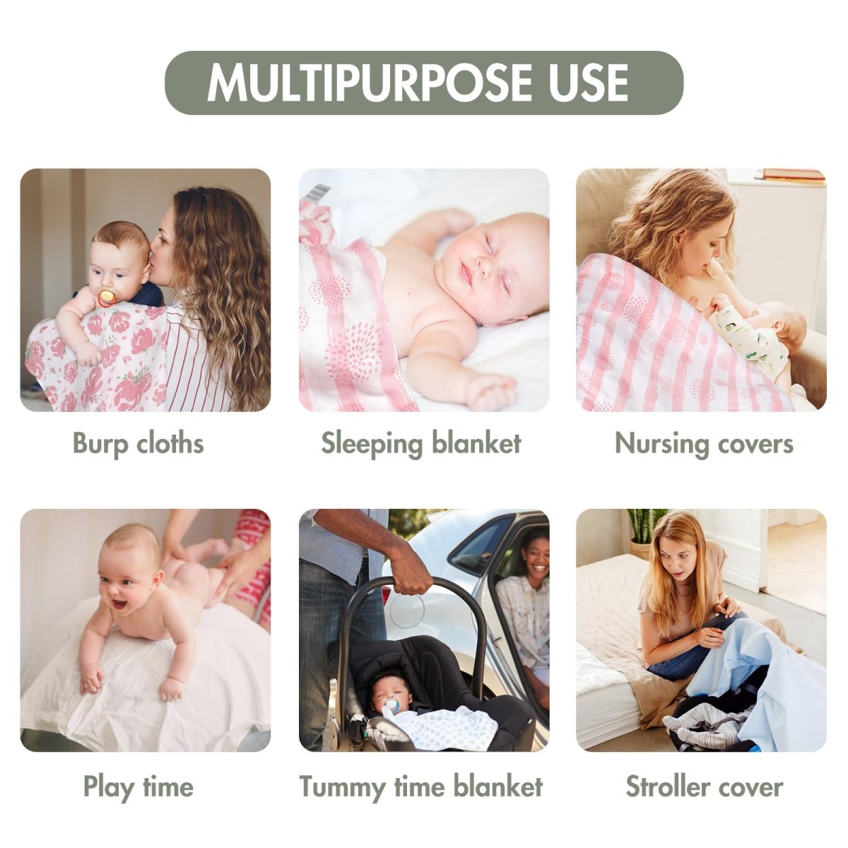 GLLQUEN BABY Receiving Blanket Boy Cotton Muslin Swaddle Blankets Girl Newborn Squares Breathable & Soft Thin Baby Blankets Cloths Double Absorbent Infant Swaddling Wrap - 6 Pack (Sun) - LittleTreasures