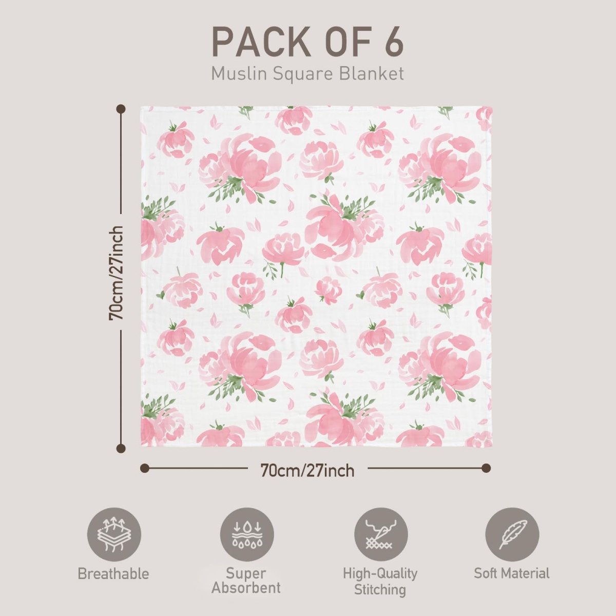 GLLQUEN BABY Receiving Blanket Boy Cotton Muslin Swaddle Blankets Girl Newborn Squares Breathable & Soft Thin Baby Blankets Cloths Double Absorbent Infant Swaddling Wrap - 6 Pack (Sun) - LittleTreasures