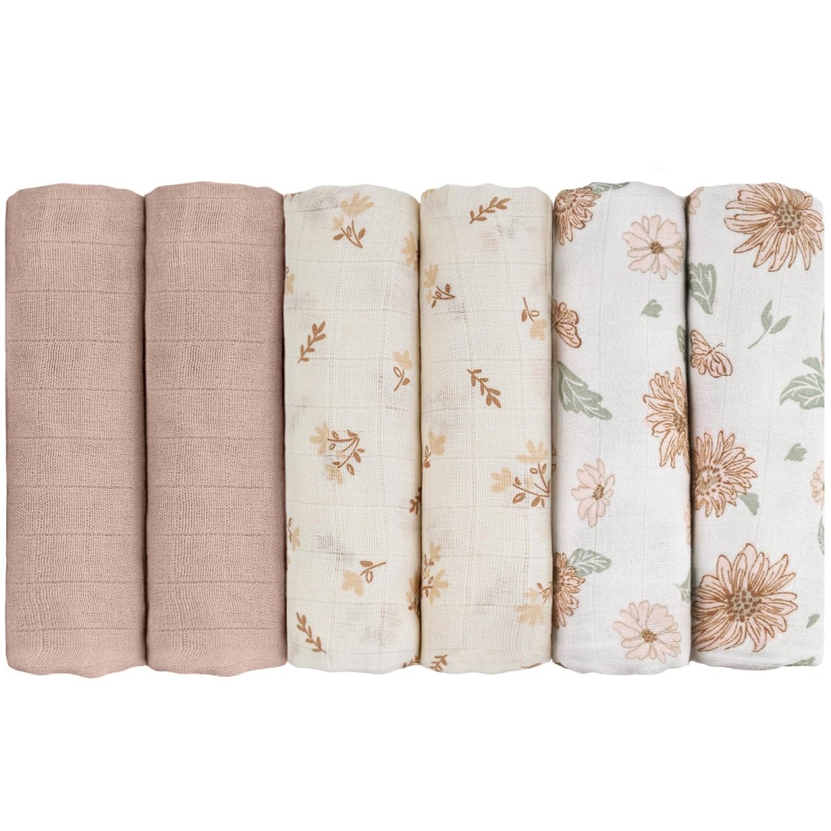 GLLQUEN BABY Receiving Blanket Boy Cotton Muslin Swaddle Blankets Girl Newborn Squares Breathable & Soft Thin Baby Blankets Cloths Double Absorbent Infant Swaddling Wrap - 6 Pack (Sun) - LittleTreasures