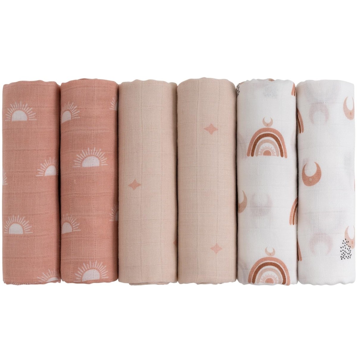 GLLQUEN BABY Receiving Blanket Boy Cotton Muslin Swaddle Blankets Girl Newborn Squares Breathable & Soft Thin Baby Blankets Cloths Double Absorbent Infant Swaddling Wrap - 6 Pack (Sun) - LittleTreasures