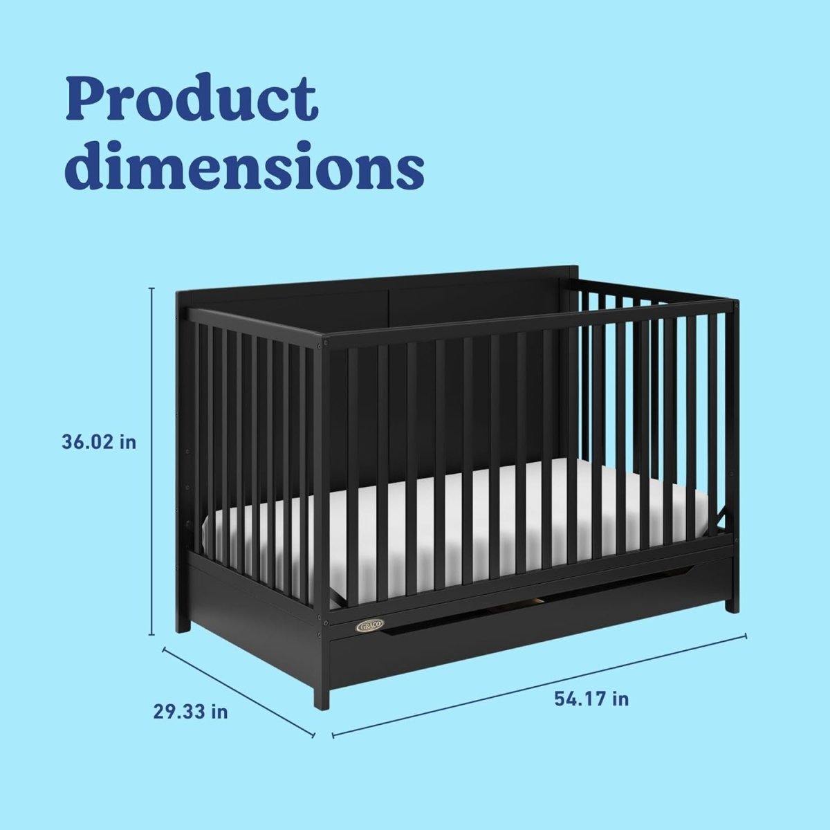 Graco Melrose 5 - in - 1 Convertible Crib with Drawer - Black - LittleTreasures