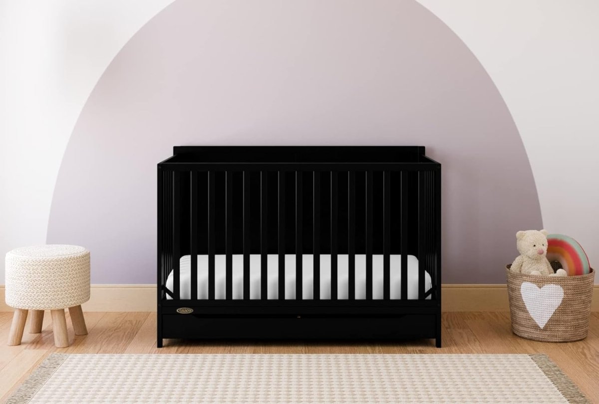 Graco Melrose 5 - in - 1 Convertible Crib with Drawer - Black - LittleTreasures