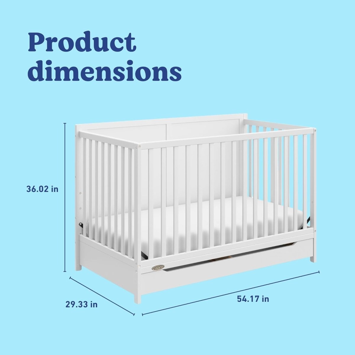 Graco Melrose 5 - in - 1 Convertible Crib with Drawer - White - LittleTreasures