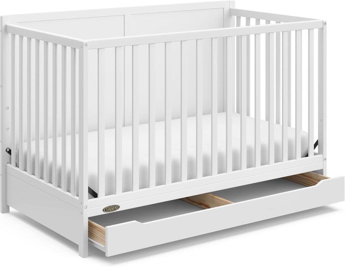 Graco Melrose 5 - in - 1 Convertible Crib with Drawer - White - LittleTreasures