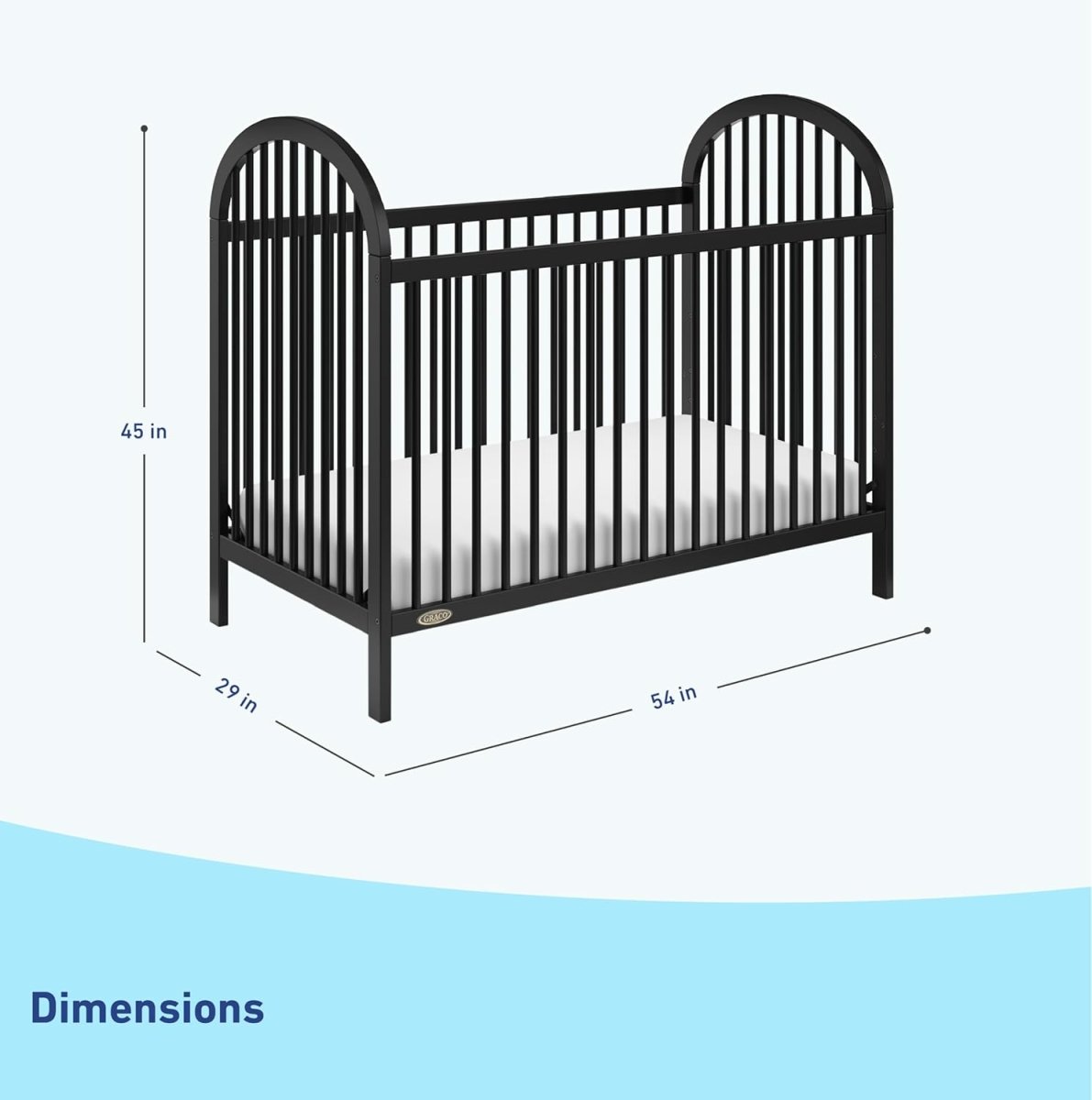 Graco Olivia 3 - in - 1 Convertible Crib (Black) – GREENGUARD Gold Certified, Converts to Daybed and Toddler Bed, Fits Standard Full - Size Crib Mattress, Adjustable Mattress Height, Easy - to - Match Style - LittleTreasures