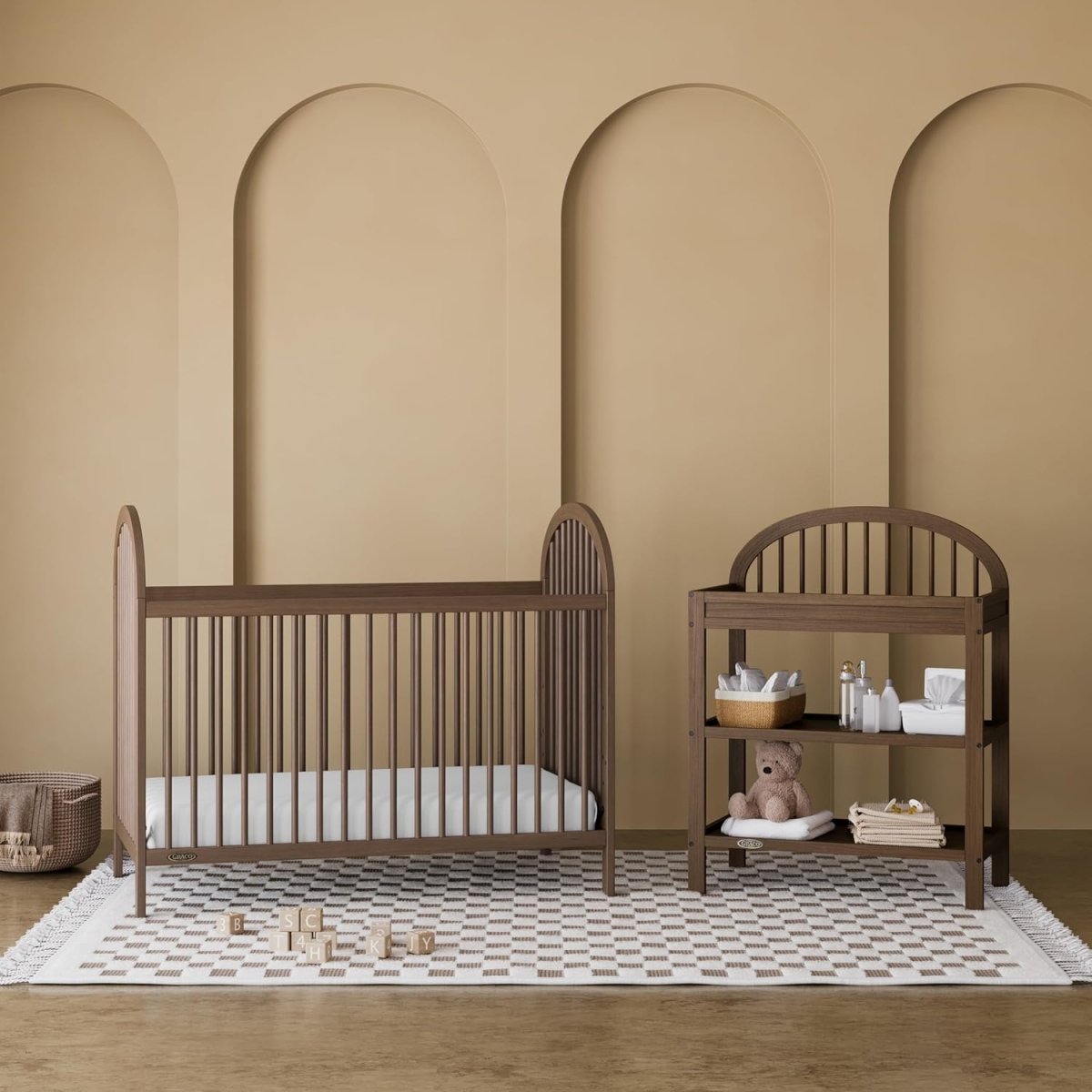 Graco Olivia 3 - in - 1 Convertible Crib (Hazelnut) – GREENGUARD Gold Certified, Converts to Daybed and Toddler Bed, Fits Standard Full - Size Crib Mattress, Adjustable Mattress Height, Easy - to - Match Style - LittleTreasures