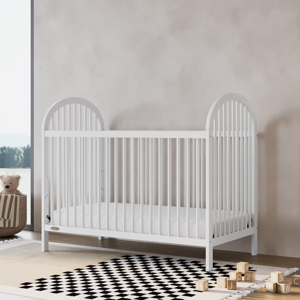 Graco Olivia 3 - in - 1 Convertible Crib (White) – GREENGUARD Gold Certified, Converts to Daybed and Toddler Bed, Fits Standard Full - Size Crib Mattress, Adjustable Mattress Height, Easy - to - Match Style - LittleTreasures