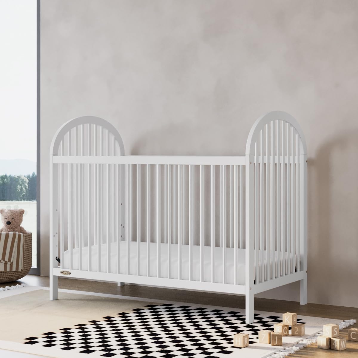 Graco Olivia 3 - in - 1 Convertible Crib (White) – GREENGUARD Gold Certified, Converts to Daybed and Toddler Bed, Fits Standard Full - Size Crib Mattress, Adjustable Mattress Height, Easy - to - Match Style - LittleTreasures