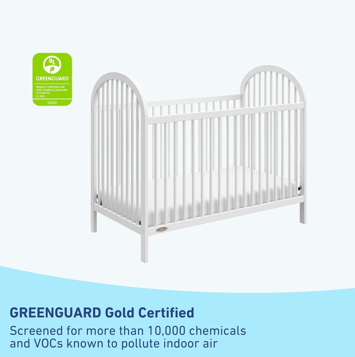 Graco Olivia 3 - in - 1 Convertible Crib (White) – GREENGUARD Gold Certified, Converts to Daybed and Toddler Bed, Fits Standard Full - Size Crib Mattress, Adjustable Mattress Height, Easy - to - Match Style - LittleTreasures