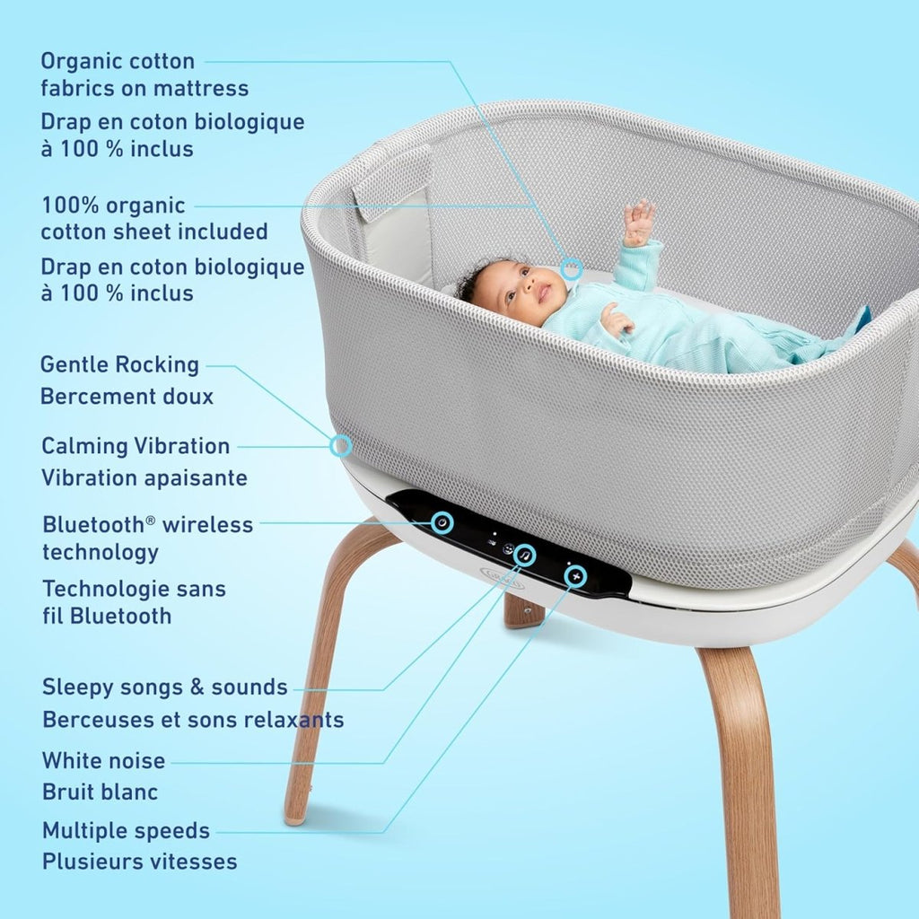 Graco SmartSense Soothing Bassinet with White Noise & Motion - LittleTreasures