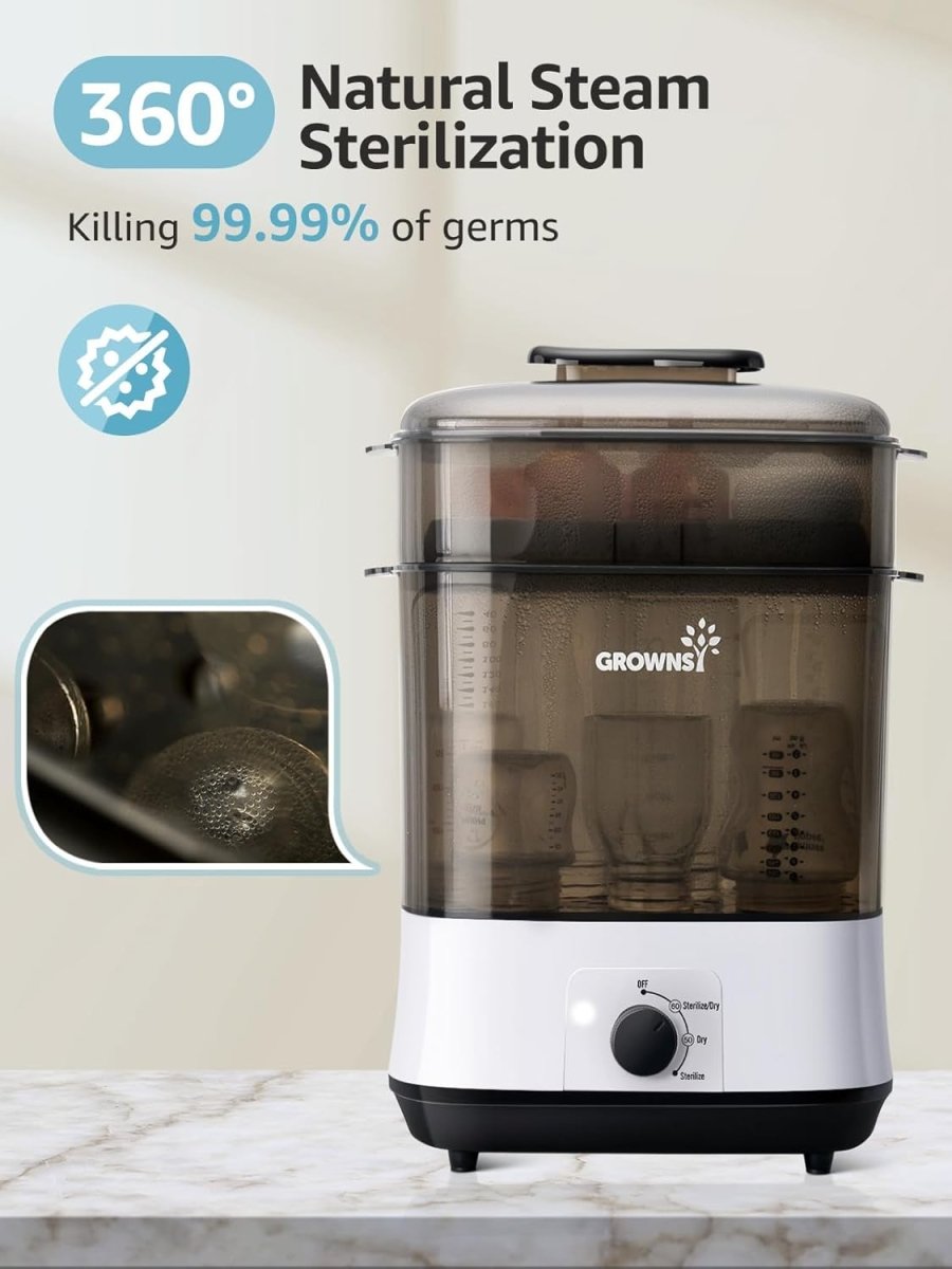 GROWNSY Bottle Sterilizer and Dryer, Electric Steam Baby Bottle Sterilizer, Bottle Sanitizer for Baby Bottles & Pacifiers, Breast Pump Parts - LittleTreasures