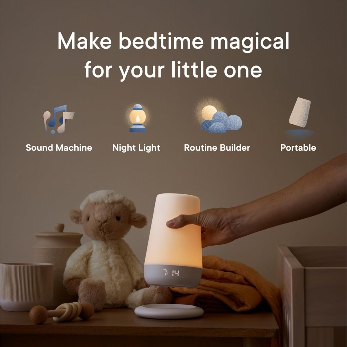 Hatch Rest+ Baby & Kids Sound Machine | 2nd Gen | Child’s Night Light, Alarm Clock, Toddler Sleep Trainer, Time - to - Rise, White Noise, Bedtime Stories, Portable, Backup Battery (with Charging Base) - LittleTreasures