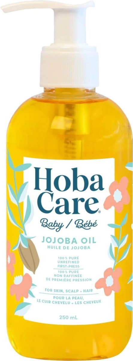 HobaCare Organic Jojoba Baby Oil with Pump – 100% Pure Natural Unrefined Unscented Cold Pressed Jojoba Oil for Baby Hair, Infant Skin, Body Care (4.22 fl oz / 125 ml) - LittleTreasures