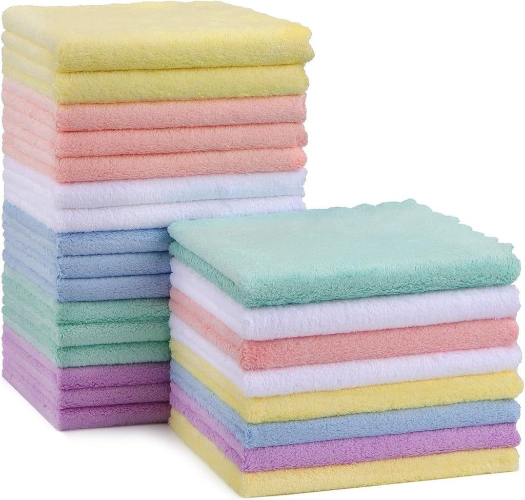 HOMEXCEL Baby Washcloths 24 Pack,Microfiber Coral Fleece Baby Bath Face Towel 7x9 Inch Extra Absorbent and Soft Burp Cloth and Wash Cloths for Newborn,Infants and Toddlers,Gentle On Sensitive Skin - LittleTreasures