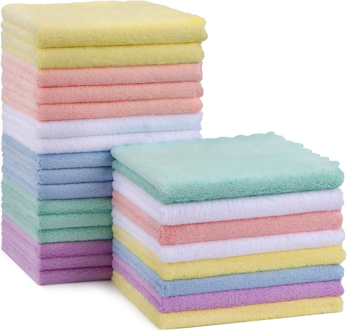 HOMEXCEL Baby Washcloths 24 Pack,Microfiber Coral Fleece Baby Bath Face Towel 7x9 Inch Extra Absorbent and Soft Burp Cloth and Wash Cloths for Newborn,Infants and Toddlers,Gentle On Sensitive Skin - LittleTreasures