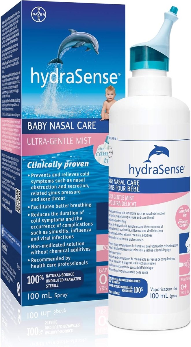 HydraSense Ultra - Gentle Mist Nasal Spray, Baby Nasal Care, 100% Natural Sourced Seawater, Preservative - Free, 100 mL - LittleTreasures