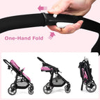 INFANS 2 in 1 Baby Stroller, High Landscape Infant Stroller & Reversible Bassinet Pram, Foldable Pushchair with Adjustable Canopy, Cup Holder, Storage Basket, Suspension Wheels (Light Pink) - LittleTreasures