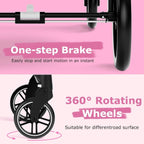 INFANS 2 in 1 Baby Stroller, High Landscape Infant Stroller & Reversible Bassinet Pram, Foldable Pushchair with Adjustable Canopy, Cup Holder, Storage Basket, Suspension Wheels (Light Pink) - LittleTreasures