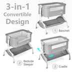 INFANS 3 - in - 1 Baby Rocking Bassinet & Portable Co - Sleeper Crib - LittleTreasures