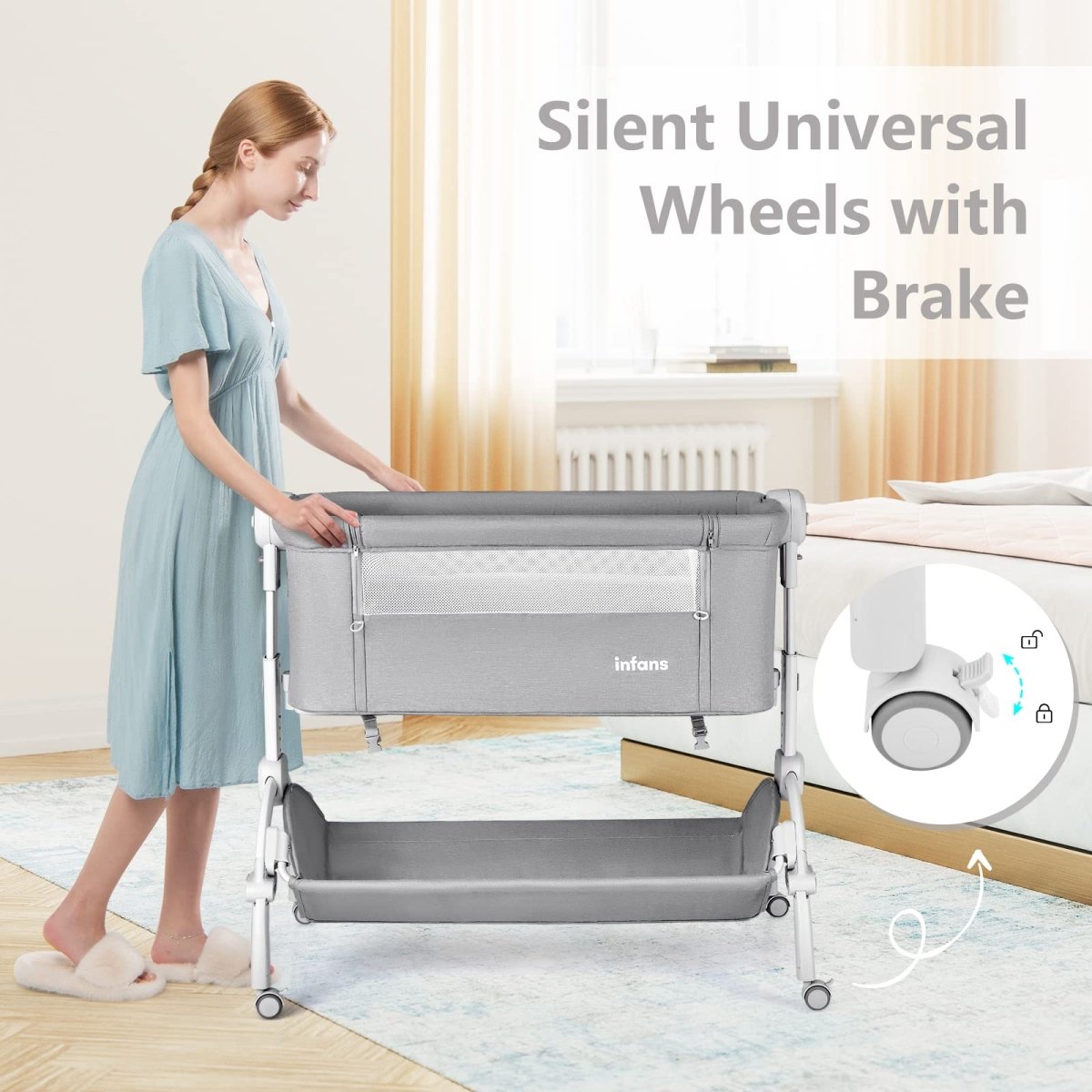 INFANS 3 - in - 1 Baby Rocking Bassinet & Portable Co - Sleeper Crib - LittleTreasures