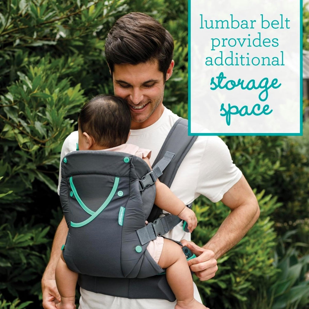 Infantino Carry On Active - Ergonomic Multi - Pocket Infant & Toddler Carrier, 8 - 40 lbs, with Padded Straps, Lumbar Belt Storage & Pacifier Loop - LittleTreasures