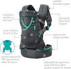 Infantino Carry On Active - Ergonomic Multi - Pocket Infant & Toddler Carrier, 8 - 40 lbs, with Padded Straps, Lumbar Belt Storage & Pacifier Loop - LittleTreasures