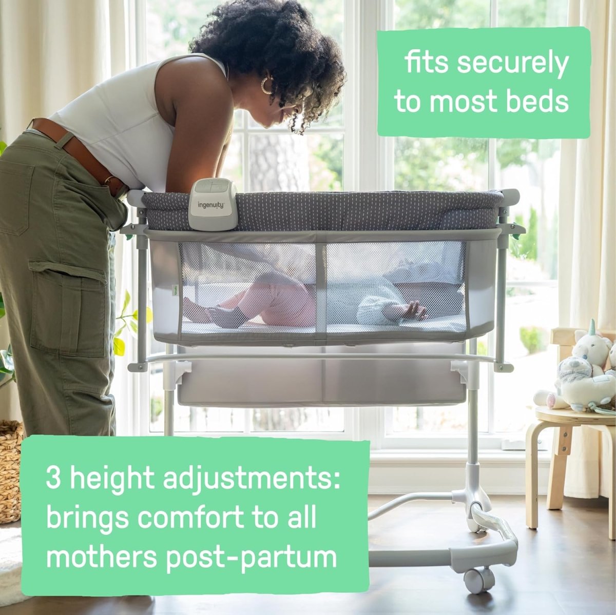 Ingenuity Dream & Grow 2 - in - 1 Bedside Bassinet & Crib - LittleTreasures