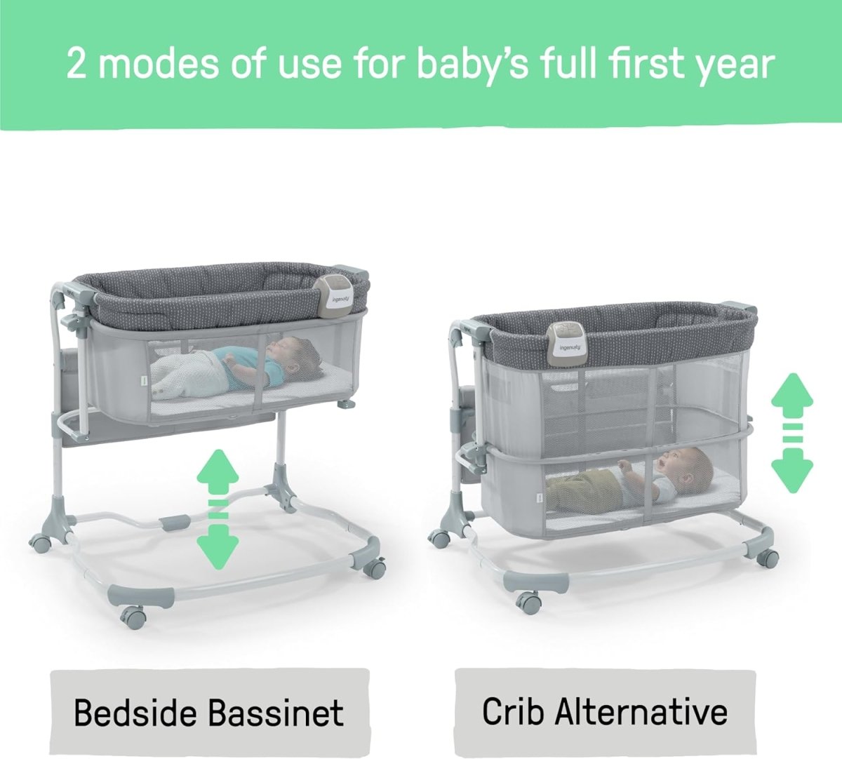 Ingenuity Dream & Grow 2 - in - 1 Bedside Bassinet & Crib - LittleTreasures