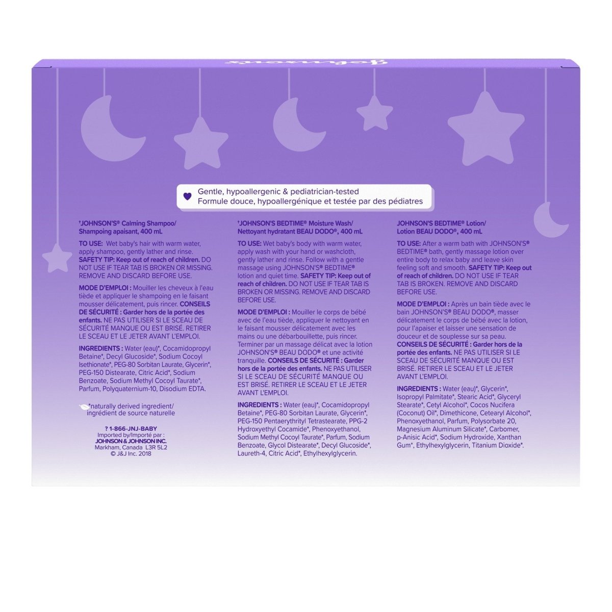 Johnson's Baby Bedtime Gift Set, 3 count, Moisturizing Lotion and Cream for Dry Skin, Baby Wash, Baby Shampoo (3 X 400ml) - LittleTreasures