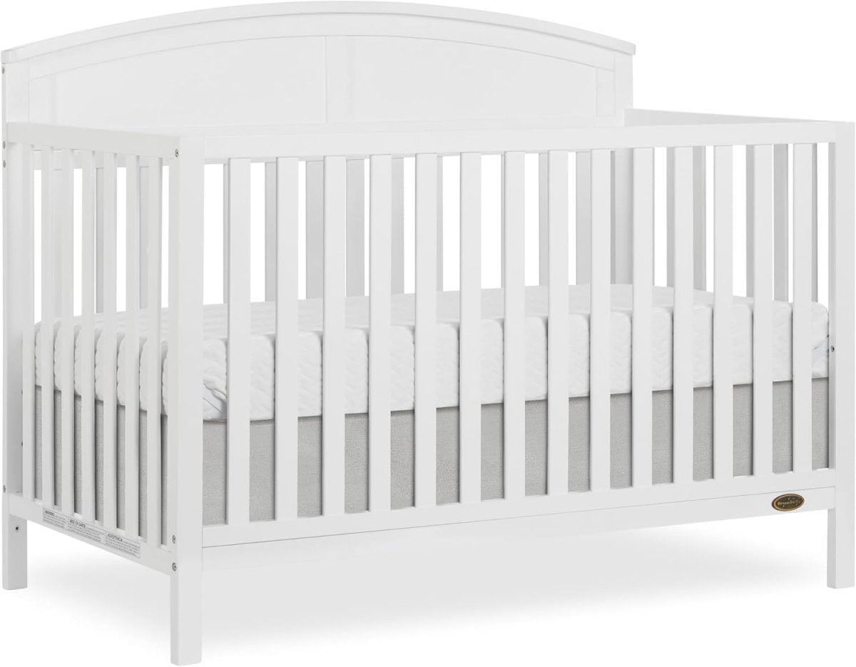 JPMA & Greenguard Gold Certified Dream On Me Storybrooke 5 in 1 Convertible Crib in White, Built of Sustainable Pinewood, 3 Mattress Height Settings, Non - Toxic Water - Based Paint Finish - LittleTreasures