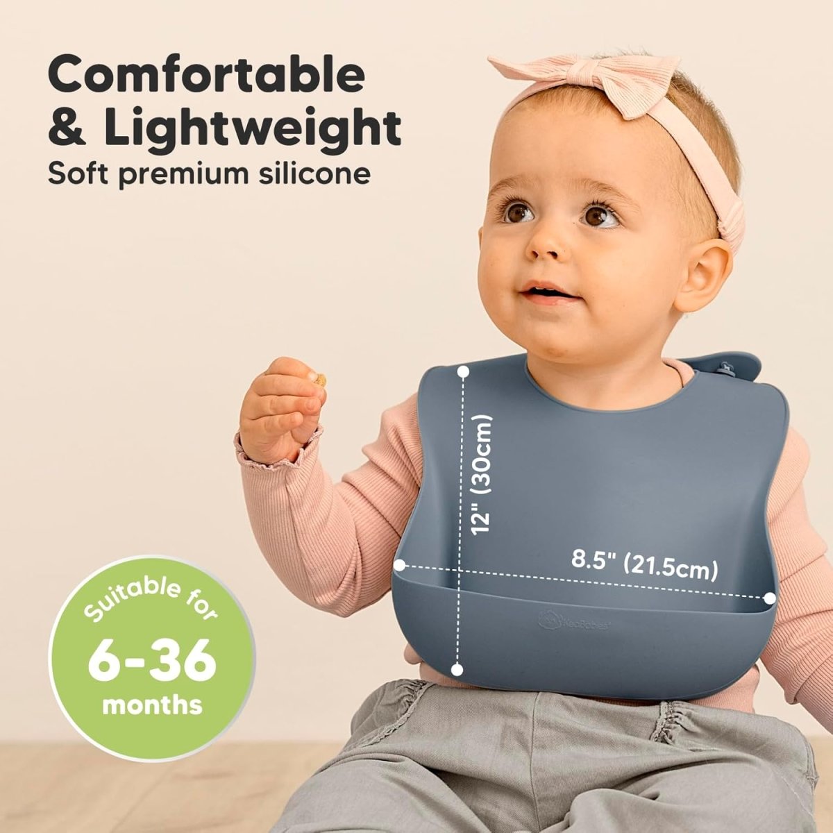 KeaBabies 2 - Pack Silicone Baby Bibs for Eating - Sturdy Food - Grade Silicone Bibs for Babies Girl, Boy, Large Food Catcher, Clean & Put On Easily, Waterproof Toddler Feeding Essentials (Slate) - LittleTreasures