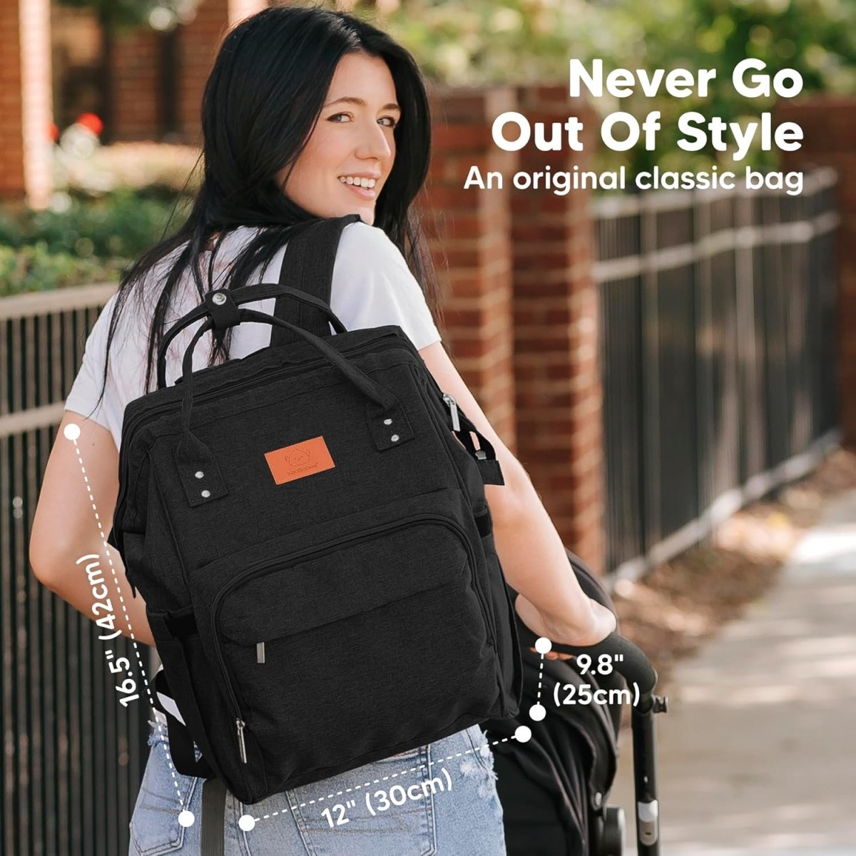 KeaBabies Baby Diaper Bag Backpack - Large Baby Bag for Boys, Girls, Waterproof Multi Function Travel Diaper Backpack with Changing Pad, Durable Travel Essentials for Moms and Dads (Trendy Black) - LittleTreasures