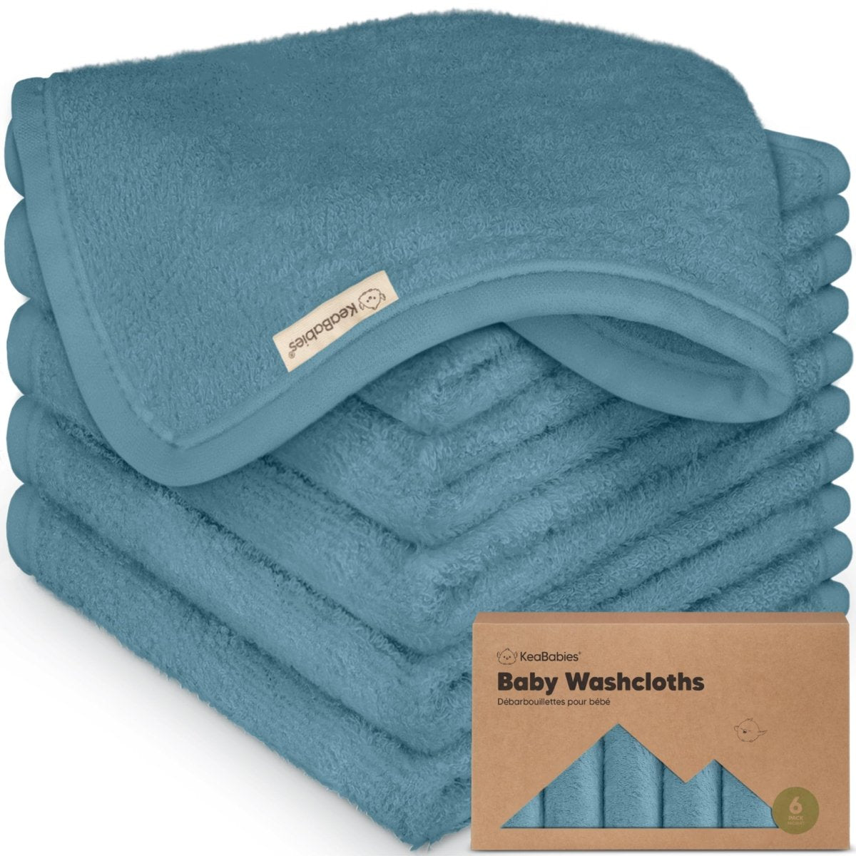 KeaBabies Deluxe Organic Bamboo Baby Washcloths 6 - Pack - LittleTreasures
