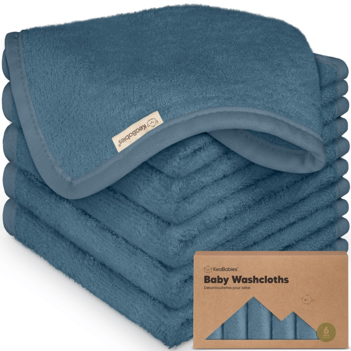 KeaBabies Deluxe Organic Bamboo Baby Washcloths 6 - Pack - LittleTreasures
