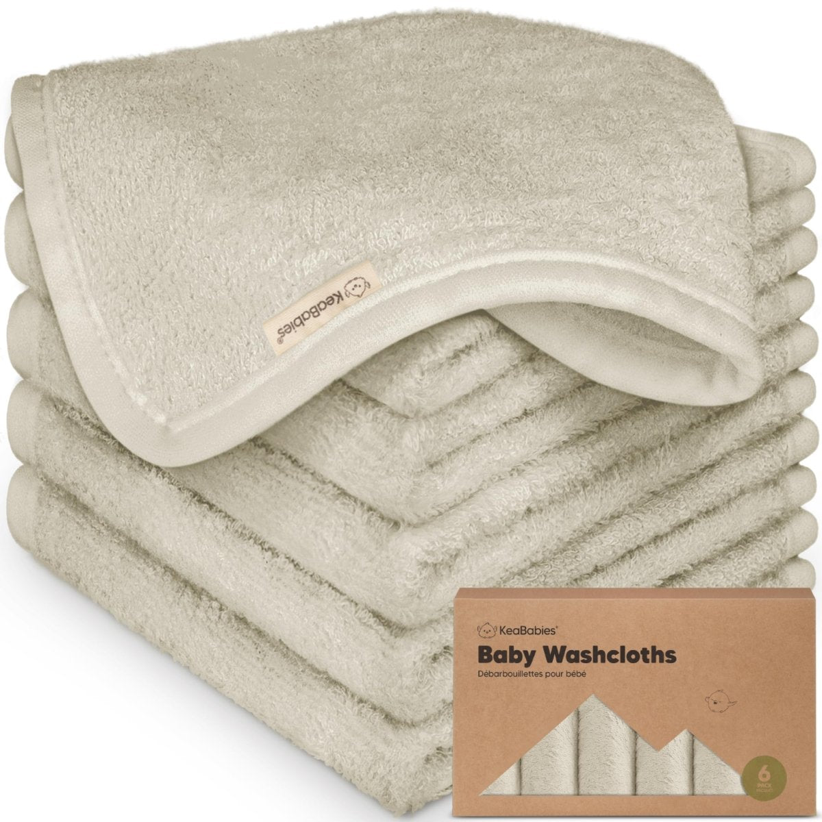 KeaBabies Deluxe Organic Bamboo Baby Washcloths 6 - Pack - LittleTreasures
