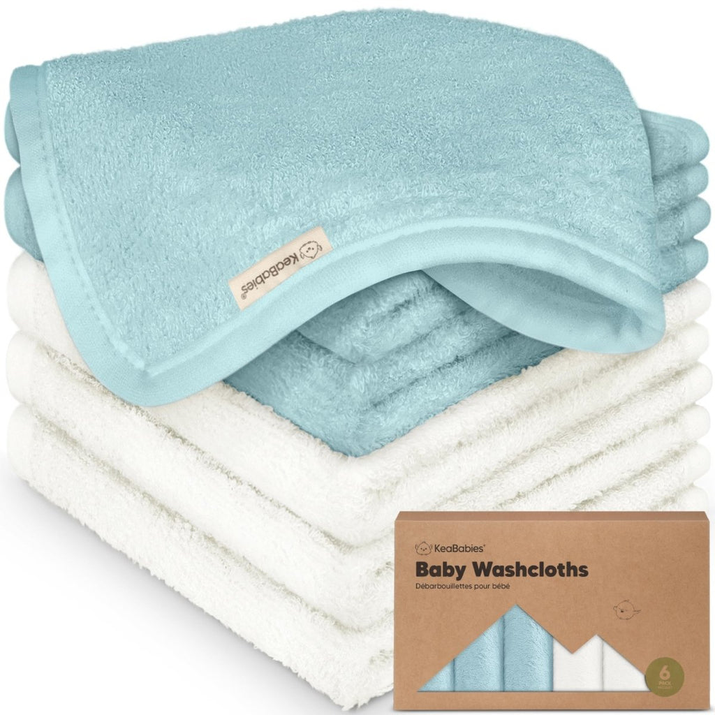 KeaBabies Deluxe Organic Bamboo Baby Washcloths 6 - Pack - LittleTreasures