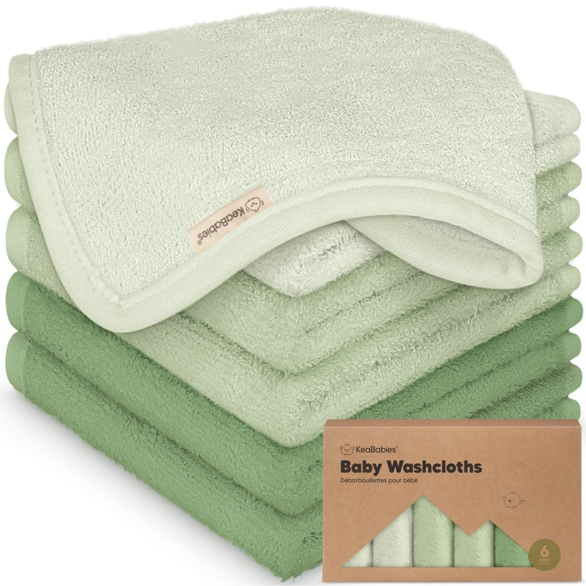 KeaBabies Deluxe Organic Bamboo Baby Washcloths 6 - Pack - LittleTreasures